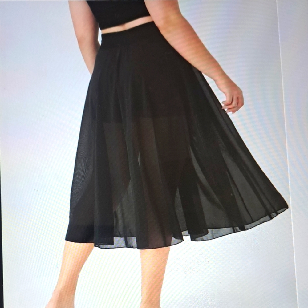 3X    HALARA DRAWSTRING CONTRAST MESH 2 IN 1 FLOWY SKIRT